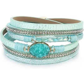 Stocking Stuffers Holiday Outfits for Women 2024 Leather Wrap Bracelet for Women Trendy Boho Cuff Bracelet Multilayer Boho Wrap Bracelet for Teen Girls Christmas Gifts