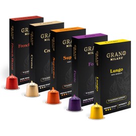 Grano Milano Variety Pack - 50 Aluminium Coffee Pods Compatible with Nespresso Original line - Medium & Dark Roast Coffee Capsules Made in Italy