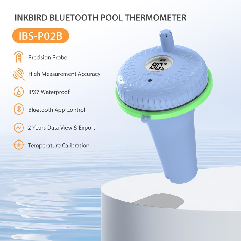 Inkbird Bluetooth Pool Thermometer, Floating, LCD Display, 230 Ft Range,