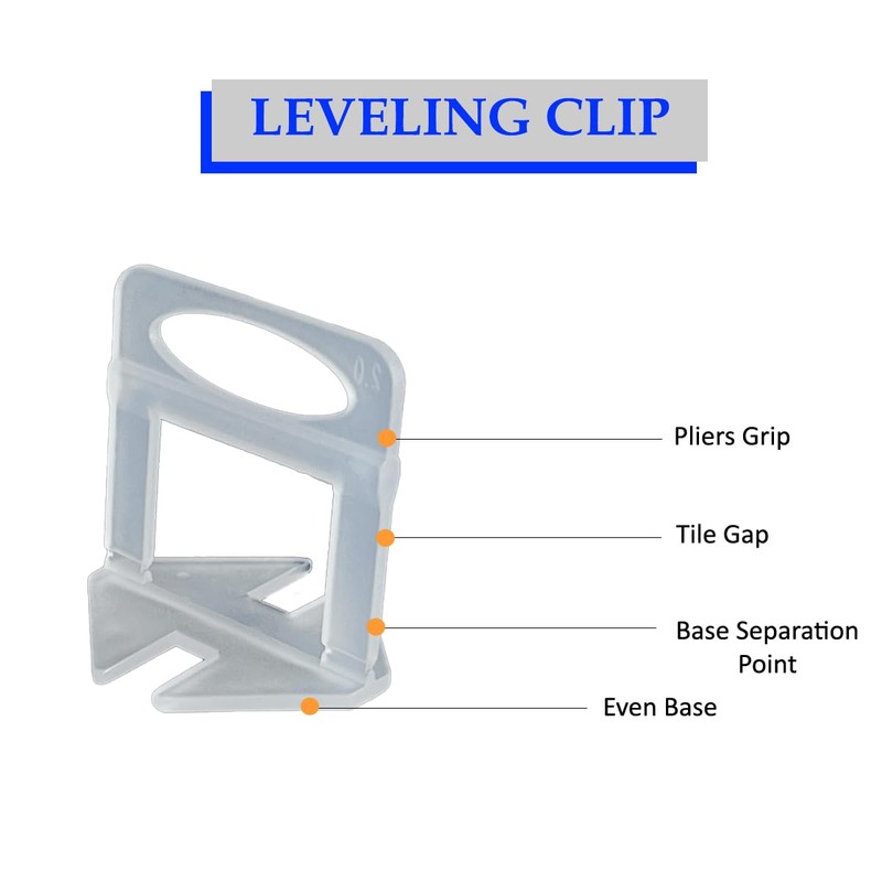 100PCS 2mm Plastic Tile Levelling Spacers, Floor & Wall Tile