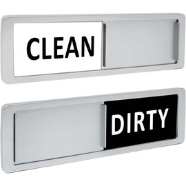 Clean Dirty Sign, Non-Scratching/Super Strong Soft with Double-Sided Adhesives/Easy to Read & Slide for Kitchen/Dishwasher/Laundry/Washing Machine (Silver & White) - Color: Black & White