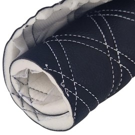 Black Faux Leather Quilted Fabric Double Diamond White Stitch Fluted Vehicle Upholstery Foam Headliner Fabric for Automotive Repair 2 Metre Length