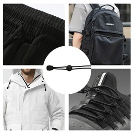 10 m Rubber Cord 2.5 mm, 20 Pieces Cord Locks 2 Hole, 20 Pieces Cord Clamp, Elastic Laces, Cord for Jogging Bottoms, Zip, 2 Colours for Backpack, Clothing, Washing Lines
