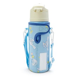 Sanrio 212512 Children's Water Bottle, 16.5 fl oz (470 ml), Direct Drinking, One-Touch Stainless Steel Bottle, Cinnamoroll, Cinnamoroll, For Cold Insulation, Pouch with Shoulder Strap, Name Space, Girls, Character
