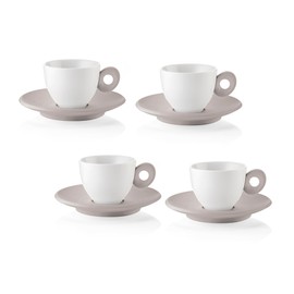 Guzzini - Everyday Set of 4 Espresso Cups with Saucers - Taupe - 081701158