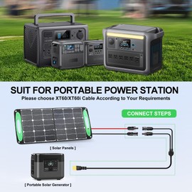 JXMXRPV 12AWG 20Ft Solar to XT60 Extension Cable, Tool-Free Solar Connector to XT60H-F Adapter,Solar Panel Cable to LiFePO4 Battery RV Portable Power Station Solar Generator(20FT, XT60)