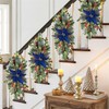 Briful 4 PCS 12" Glitter Poinsettia Blue Artificial Flowers Stem