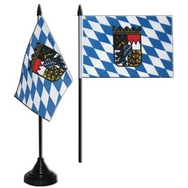 Flaggenfritze Table Flag Germany Bavaria with Coat of Arms + Free Sticker