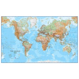 Maps International Huge Physical World Wall Map - Laminated - 46 x 75