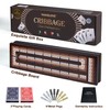 VAMSLOVE Wooden Cribbage Board Game Magnetic 3-Track Scoreboard with Large