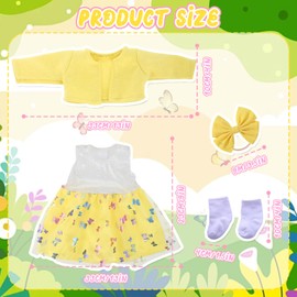 14-18 Inch Doll Clothes, Yellow Gauze Dress Outfit Includes Sequined Dress, Yellow Jacket+Yellow Bow Headdress+White Socks, Cute 43cm Doll Outfits, Girl Birthday, Christmas, Children's Day gift