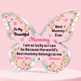 JETTOP Mummy Gifts-Best Mummy Birthday Gifts Beautiful Mummy Christmas Mothers Day Butterfly Acrylic Presents So Lucky Have a Mummy
