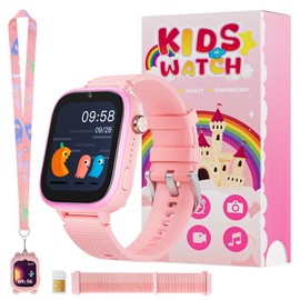 OKYUK 4G Kids Smart Watch, 15 Exciting Games, Two-Way Calling Feature, SOS Emergency Call Button Ideal for Kids Aged 3-12, for Boys & Girls (Pink)