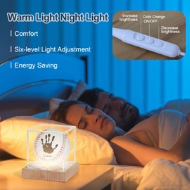 Baby Hand and Footprint Kit - Baby Baseball Handprint Kit with Ink Pad - Newborn Keepsake Shower Gifts for Boys & Girls, New Dad Gifts for Men, Unique Gifts for New Parents/Mom(LED Display Case)