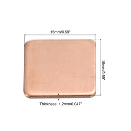 MECCANIXITY Heatsink Copper Pad Shim 15mm x 15mm x 1.2mm Thermal Conductive Heat Sink for Electronic Chip Cooling Pack of 12