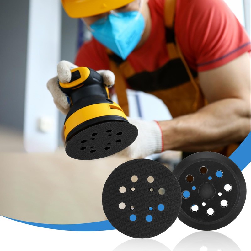 5 Inch 8 Hole Backing Pad,2 Pcs Black Orbital Sander