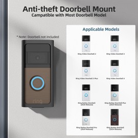 USUAUU Anti-Theft Doorbell Mount, Adjustable Angle Mount Kit (45-135 Degrees) Compatible with Ring Battery Video Doorbell 2/3/4/Pro (2024 Release), Door Bell Holder Mounting Bracket No Block Sensor
