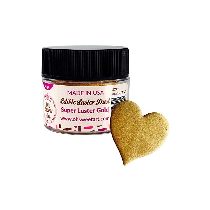 SUPER LUSTER GOLD METALLIC EDIBLE Luster Dust (4 grams each