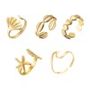 Yuoos 5PCS Gold Seashell Rings for Women Beach Surfer Starfish