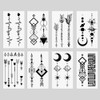Oottati 8 Sheets Arm Temporary Tattoos Arrow Heartbeat Moon Sun