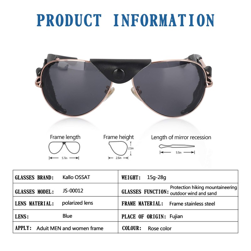 OSSAT Polarized sunglasses with side shields cowhide Shield wind proof