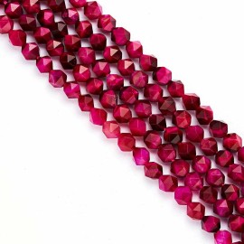 Pink Tiger Eye Faceted Star Cut Loose Beads Size 8mm 15.5" Strand