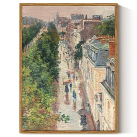 ARPEOTCY Vintage Framed Canvas Print Wall Art, Vintage French Cityscape Street Country Wall Art, Natural Scenery Wall Decor for Living Room, Bedroom, Bathroom, Office, 12"x16" (Street Scene in Paris)