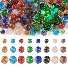 Elecrelive 96pcs Glow in The Dark Glass beads 6mm/8mm/10mm Lampwork Luminous Glass Beads Firefly Round Beads for Jewelry Making DIY Bracelet Earring Necklace Making