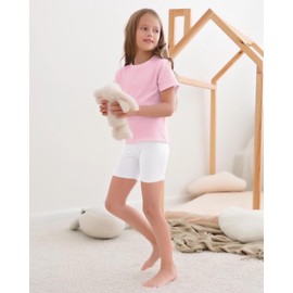 Auranso - Pantalones cortos de bicicleta para niñas, transpirables y de seguridad, Blanco, 5-6 Años