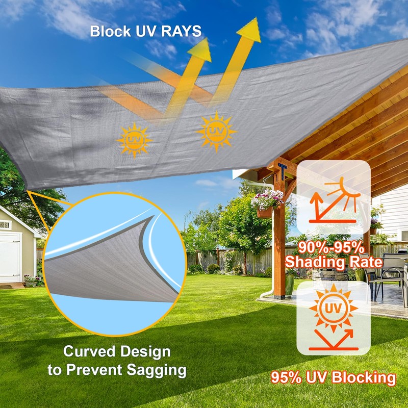 SUNLAX Heavy Duty Sun Shade Rectangle Canopy Sail Shade Cover