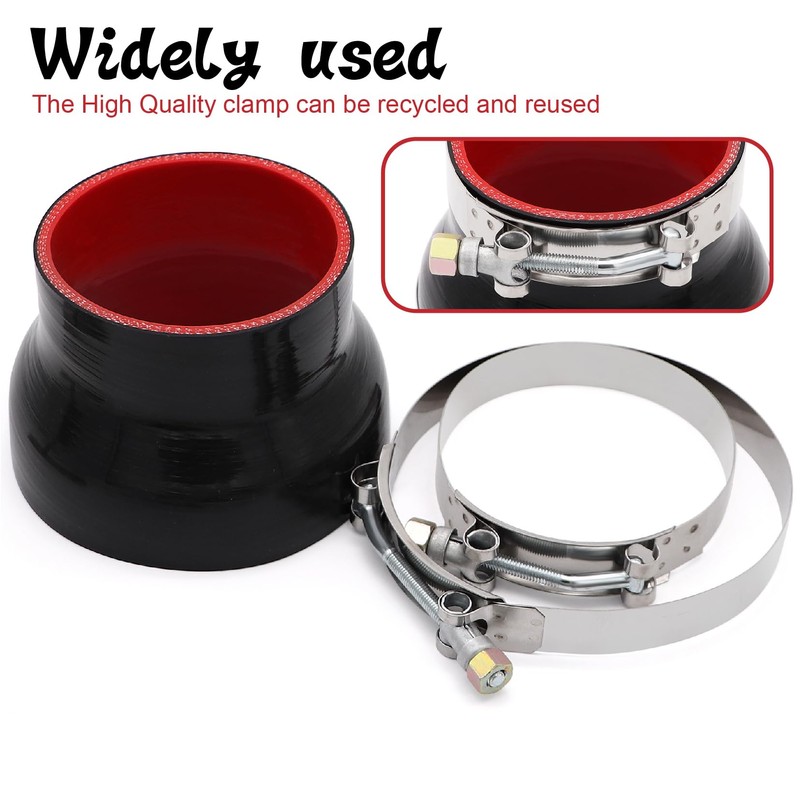 ID 3-1/2 to 4-1/2 inches Straight Black Silicone Reducer Coupler