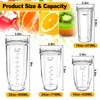 2Pcs Replacement 16oz Blender Cups with 4Pcs Sip & Seal