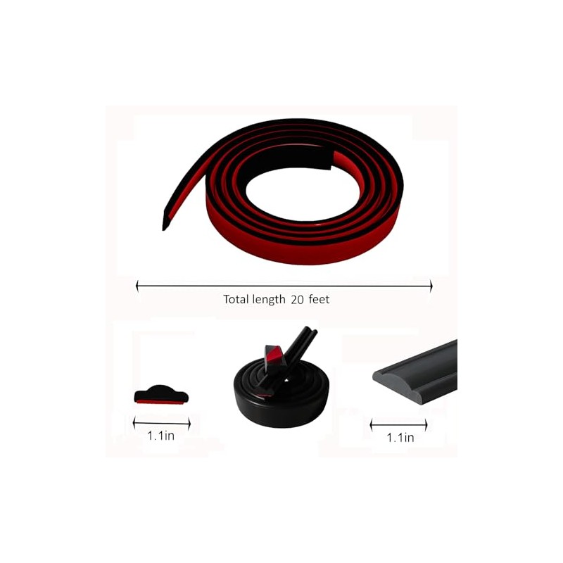 Matte Black Flexible TPE Peel and Stick Wall Trim, 20FT