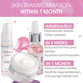 ClaRose Anti-ageing Face Cream 50ml, Face Serum 20ml and Eye Cream 30ml with Hyaluronic acid and 100% Natural Rose Oil