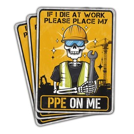(3 Pcs) If I Die at Work Please Place My PPE On Me Stickers - Funny Electrician Decal for Hard Hat, Electrical Engineer Joke 3" Waterproof Vinyl Decal Sticker for Laptop, Water Bottles, Phone