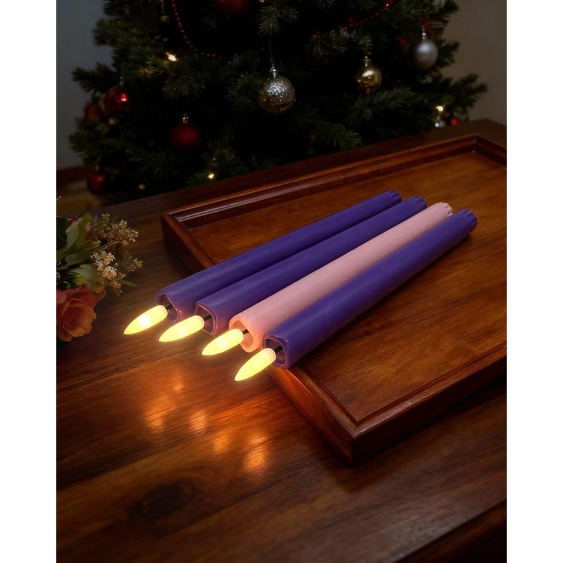SUNGEGE Flameless Advent Candles Set of 4 – Traditional Purple