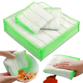 Retoo 10er Set Geschirrtücher Baumwolle 32x32 cm Küchentücher Küchenhandtücher Spüllappen Putzlappen Gastronomiequalität Fusselfrei Saugstark Kariert Grun-Weiß