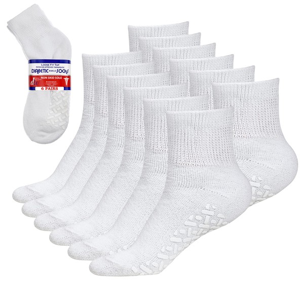 Debra Weitzner Non-Binding Loose Fit Sock - Non-Slip Diabetic Socks for Men and Women - Crew, Ankle 6Pk