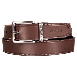 Nautica Men's Reversible Leather Casual and Dress Belts with Metal Buckle, Casual Leather - Black/Brown, 34 Inch