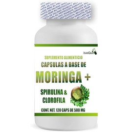 MORINGA + ESPIRULINA Y CLOROFILA 120 capsulas de 500 mg