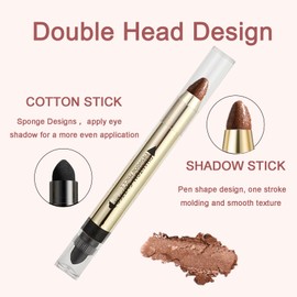 Glitter Eyeshadow Pearl Shimmer Eye Shadow Stick Metallic Dual-Ended Eyeshadow Pen Eye Brightener Highlighting Stick Long Lasting & Waterproof High Pigmented Smooth For Eyes Makeup