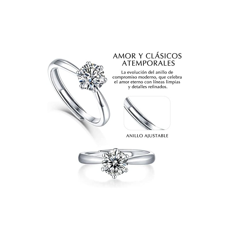 Anillos para Mujer - Anillo Ajustable de Plata de Ley