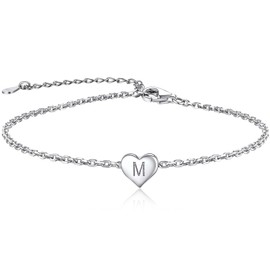 ChainsPro 925 Silver Bracelet for Women Heart Bracelet Initial Bracelet Ladies Bracelets Friendship Bracelets for Women i