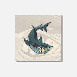 Unbranded Angry Toothy Shark Animal 4'' X 4'' Square Wooden Coaster
