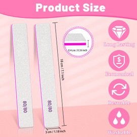 25pcs Nail Files 80 Grit, BLESWIN 80/80 Grit Nail Files, Jumbo Nail Files for Acrylic Nail, Double-Sided Emery Board Nail Filer for Manicure, Pedicure, and Acrylic Nails