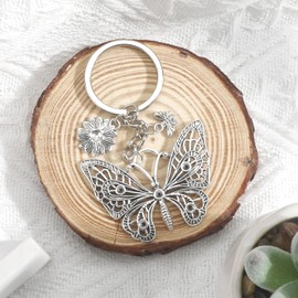 MUCOOS Silver Butterfly Keyring, Hollow Butterfly Design, Exquisite Bag Decoration, A Friendship Gift for Women, Small and Exquisite, Silver1, S