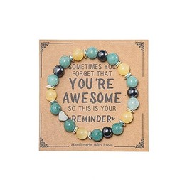 Inspirational Gifts for Women Natural Stone Healing Relaxation Chakra Bracelets for Birthday Christmas Mothers Day Valentine's Day for Her Mom Best Friend Stress Relief Gifts Jewelry-Jade