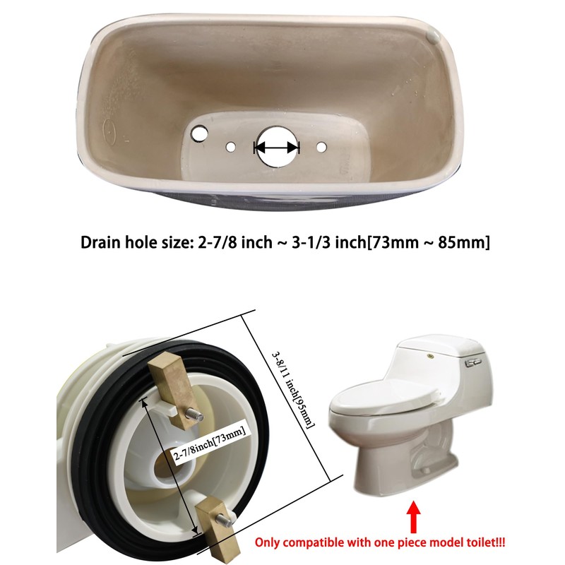 One-Piece Toilet 3" Flush Valve Assembly Compatible with Eljer Canterbury