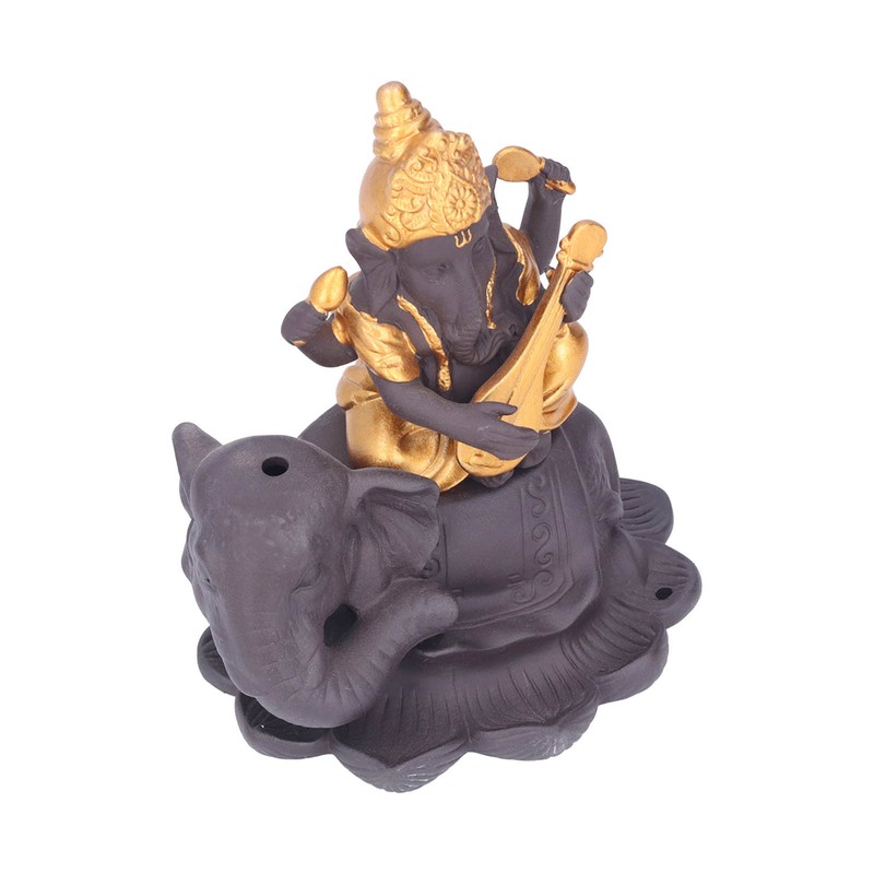 Backflow Incense Burner Pipa Elephant Purple Sands Gold Drawing Portable