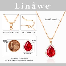 Linawe Women's Pendant Chain Necklace Simulated Diamond Birthstone Pendant Crystal Women's Necklace Jewellery Set Fashion Jewellery Available in Gold, Rose Gold and Silver Tones, Cubic Zirconia Copper